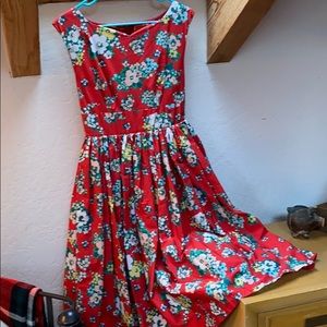 • ModCloth • floral red midi dress